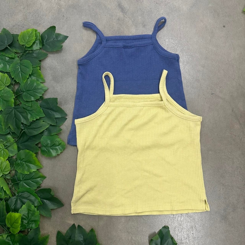 Blue & Yellow Ribbed Y2K Cami Top Bundle